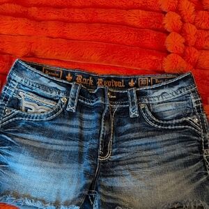Rock Revival Blue Faded Denim Cutoff Shorts